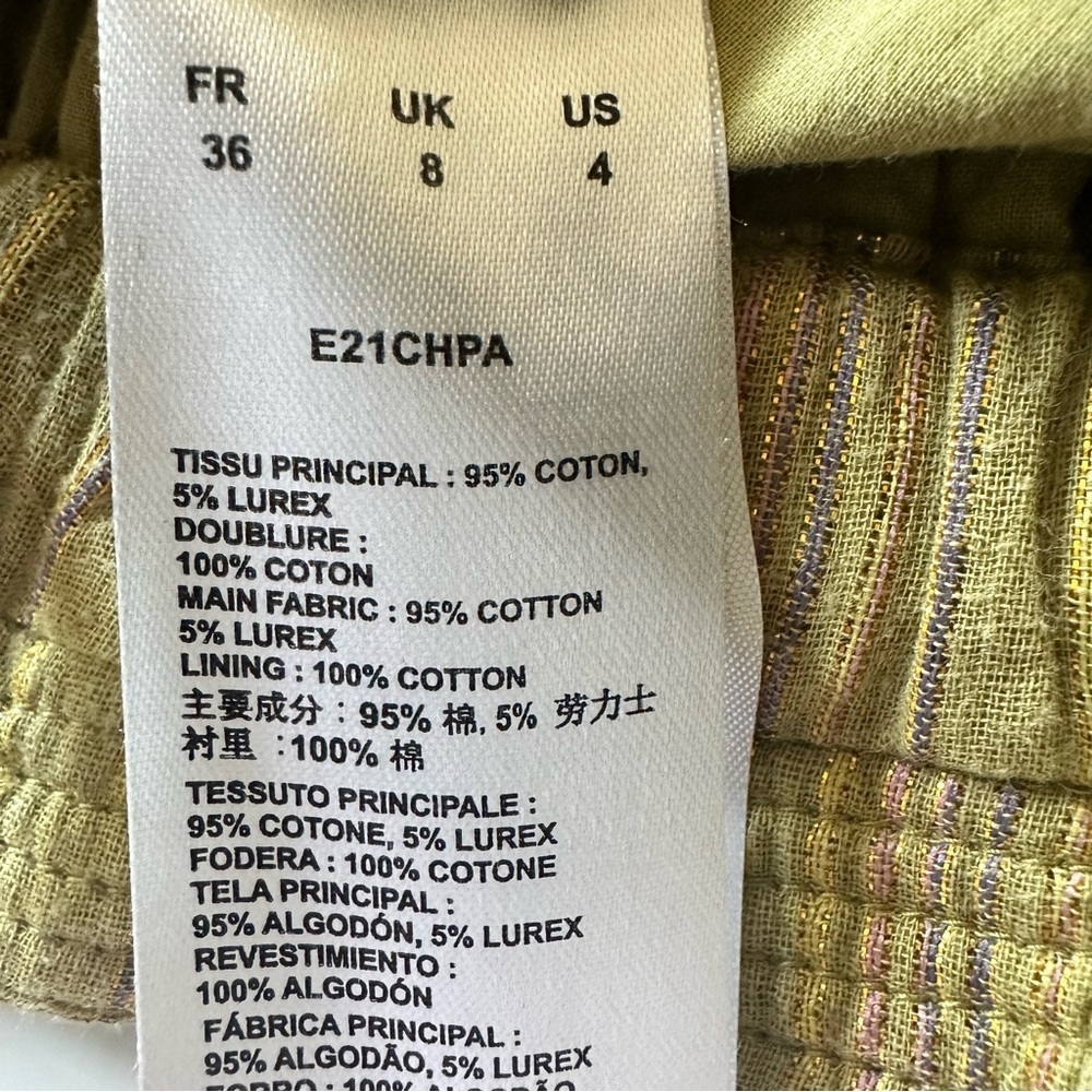 MANOUSH PAPER BAG HIGH WAIST COTTON LUREX THREADED PANTS SIZE 4 - Picture 13 of 14